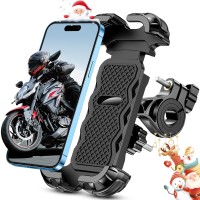 Motorcycle Phone Mount, Upgrade [Full Protection] [Security Lock] Bike Phone Mount 360° Rotatable, Phone Holder for Bicycle, Scooter, Handlebar, Widely Compatible with Cellphones (4.7-6.7”)