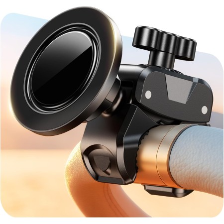 Magnetic Gym Stroller Phone Holder with Clamp, 16 x N55 Strong Magnet Phone Mount, 360° Rotating & 60° Tilt for Treadmill/Exercise Bike/Golf Cart/Shopping Cart, Fit for iPhone 12-17 & Android